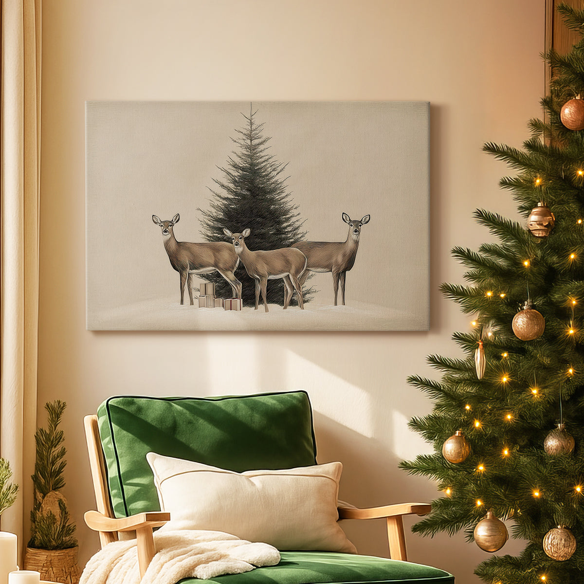 Tinsel-Gold Village at Dusk - Canvas Art Print