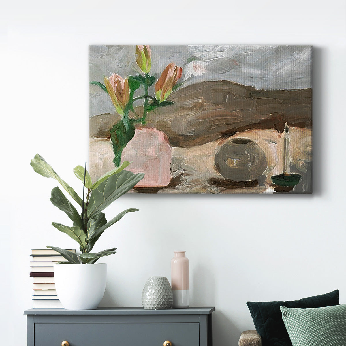 Vase of Pink Flowers V Premium Gallery Wrapped Canvas - Ready to Hang