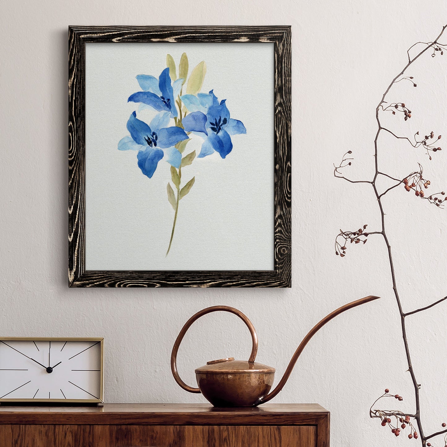 Blue Blossom Botanical III - Premium Canvas Framed in Barnwood - Ready to Hang