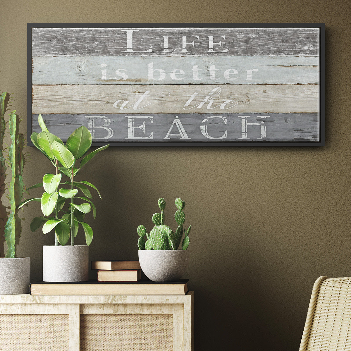 Life Better Beach - Floater Framed Canvas Print