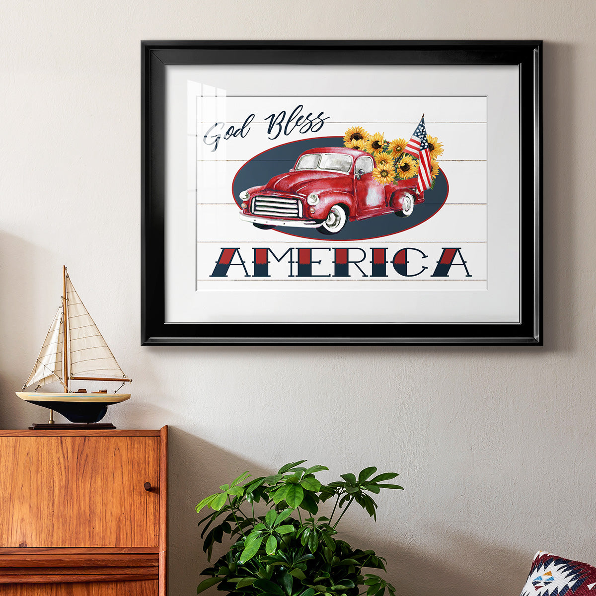 God Bless America Truck - Modern Framed Art Print