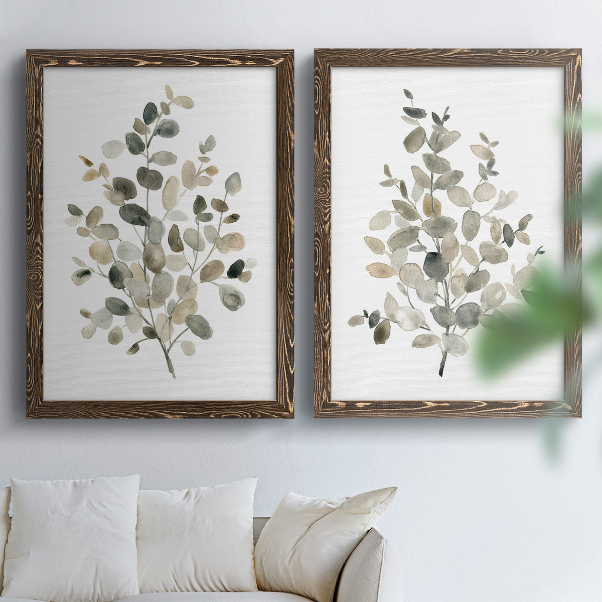 Neutral Eucalyptus I - Premium Framed Canvas 2 Piece Set - Ready to Hang