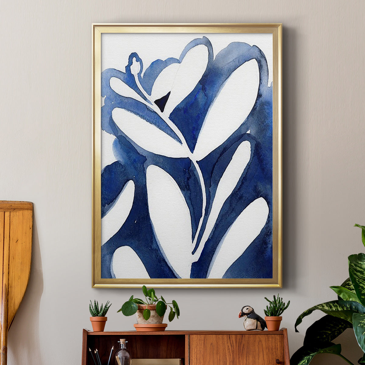 Blue Eucalyptus I - Modern Framed Canvas Print