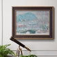 Impressionist coastal village landscape in Norway by Claude Monet in an ornate bronzed mahogany wood frame displayed in a light-toned interior setting.