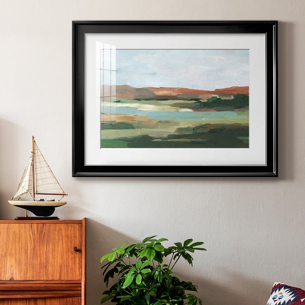 Autumn River Crossing I - Modern Framed Art Print