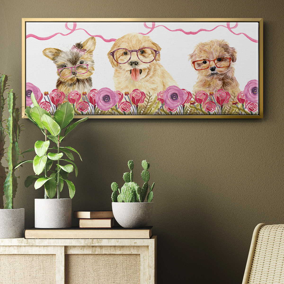 Puppy Valentine Collection D - Floater Framed Canvas Print
