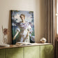 Canvas art print of a bright composition with movement and natural light styled in a home decor setting.