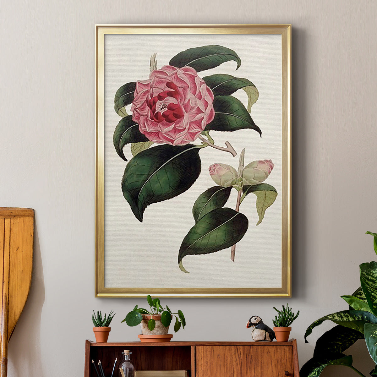 Pink Floral Mix III - Modern Framed Canvas Print