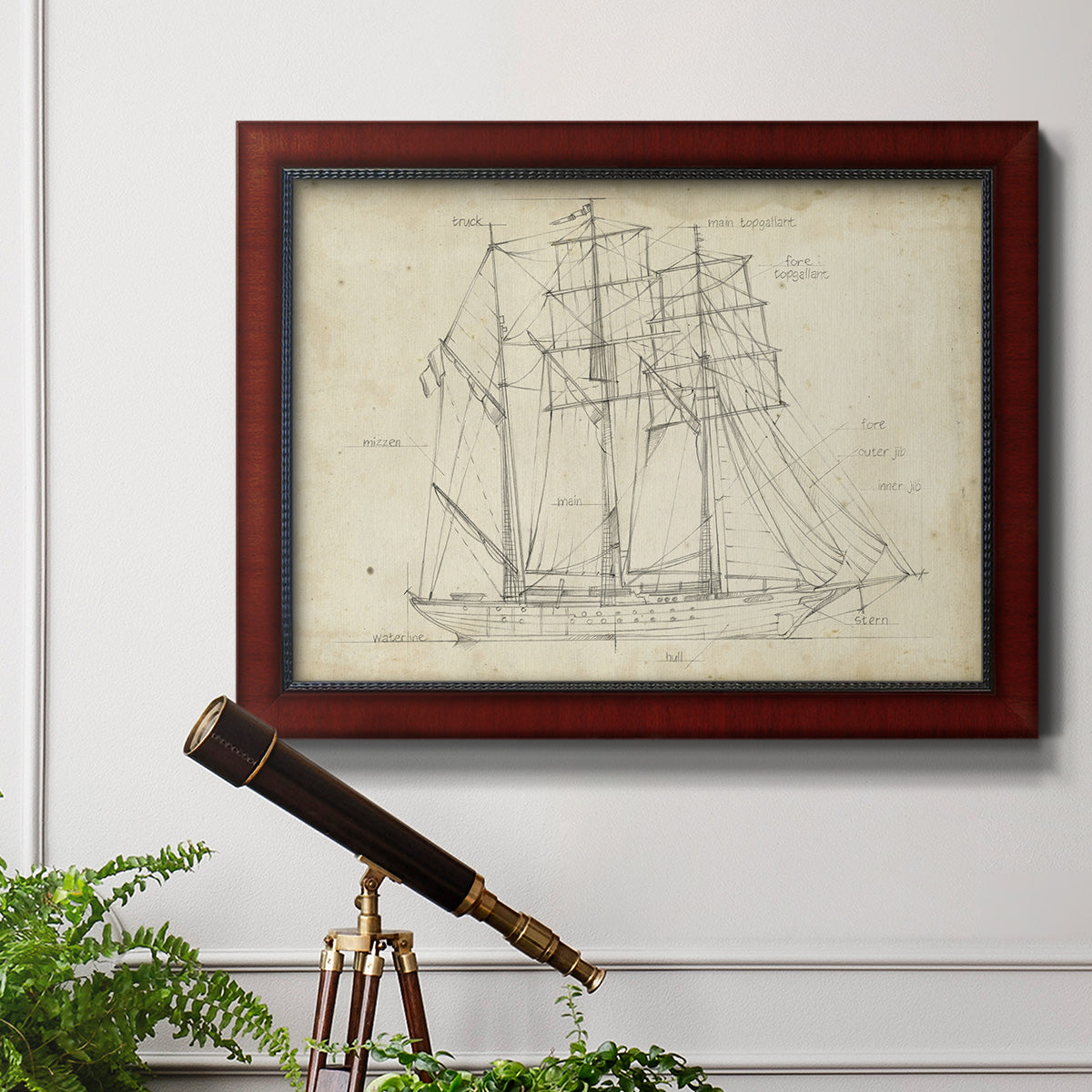 Sailboat Blueprint I Premium Framed Canvas- Ready to Hang