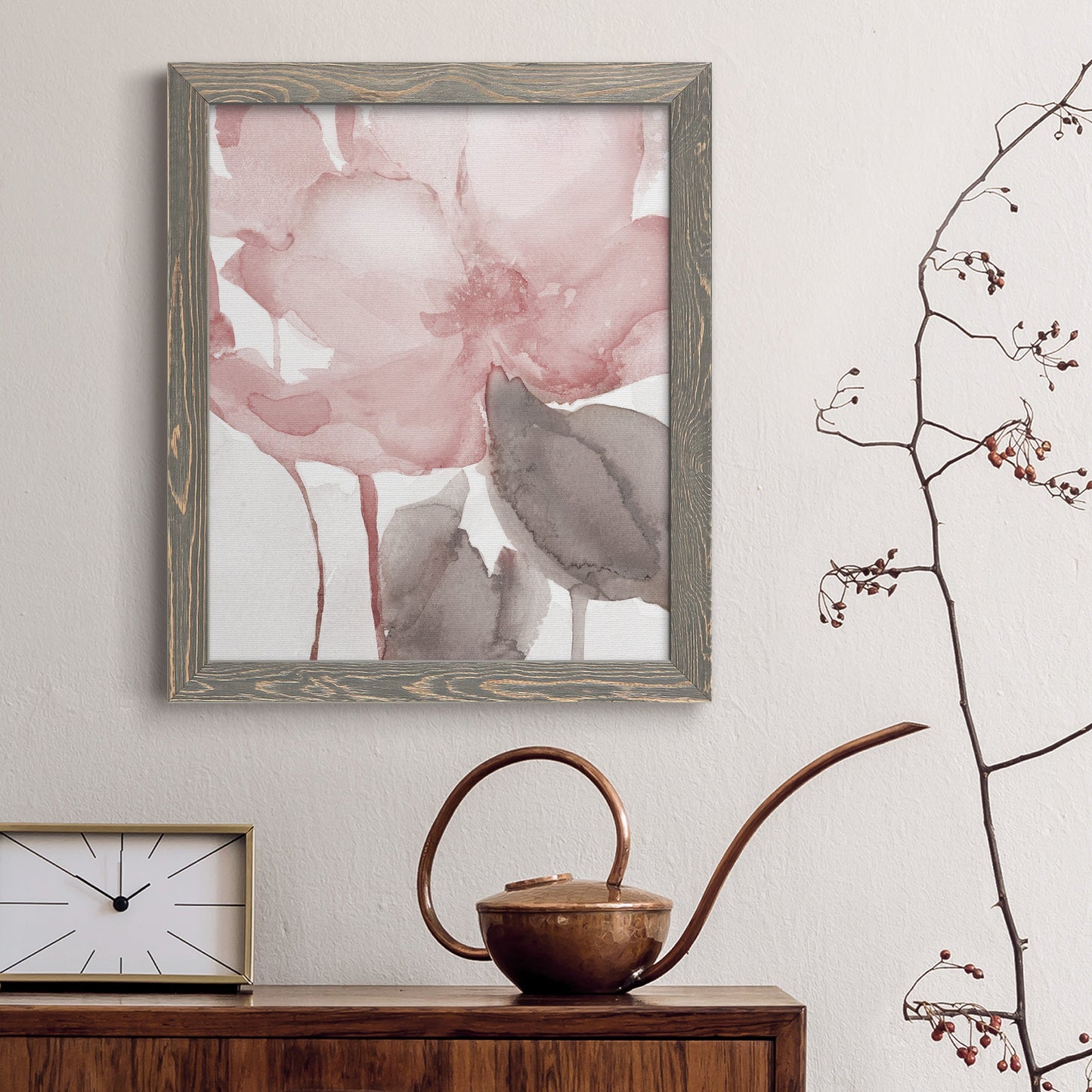 Blush Bloom II - Premium Canvas Framed in Barnwood - Ready to Hang