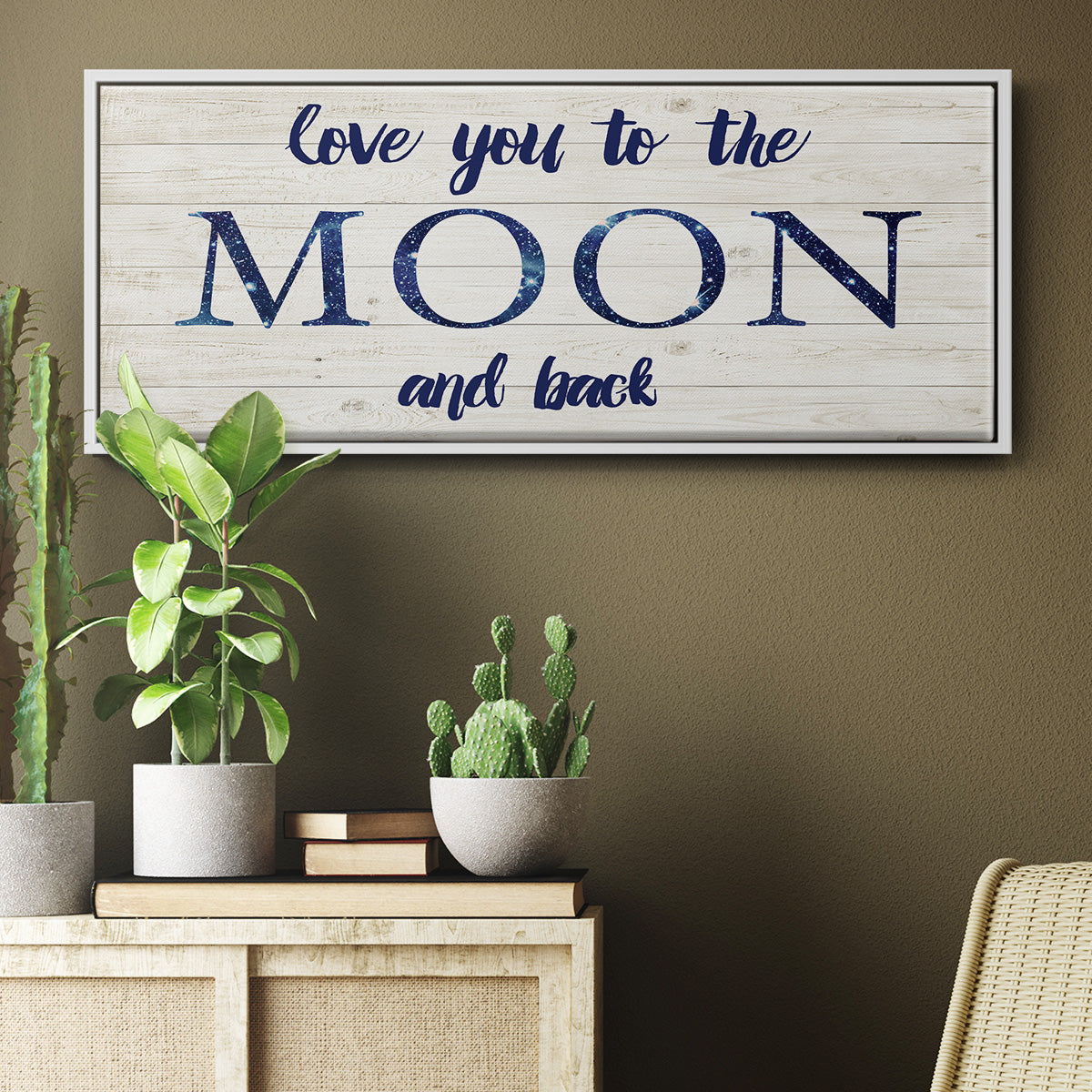 Moon and Back - Floater Framed Canvas Print