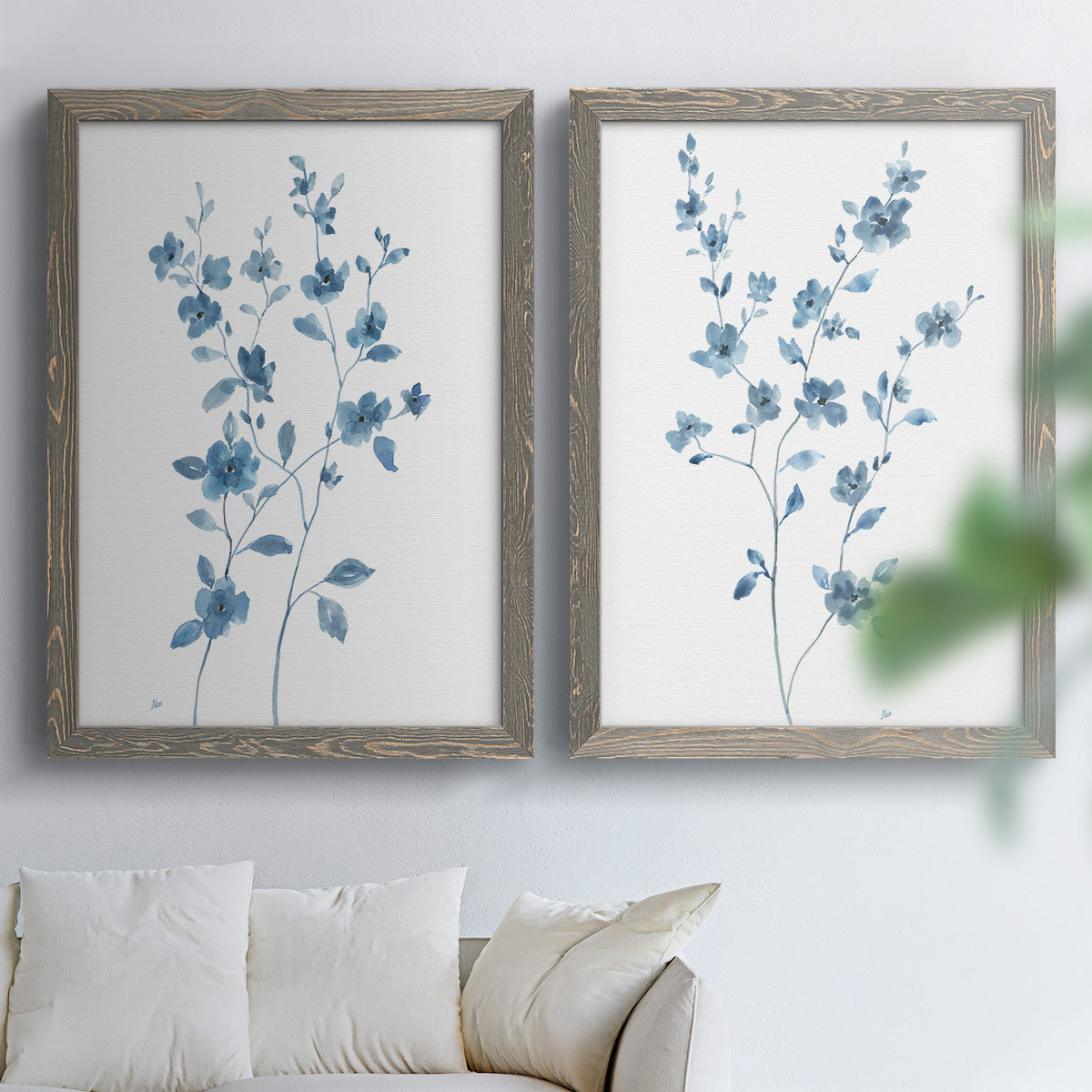 Blue Blossom I - Premium Framed Canvas 2 Piece Set - Ready to Hang