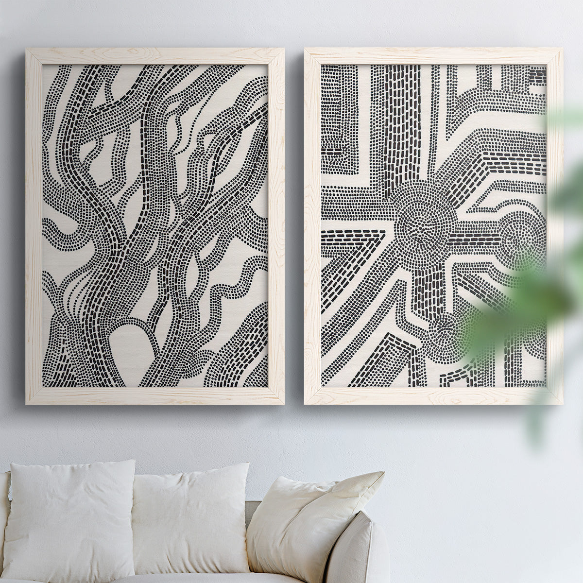 Dots and Dashes I - Premium Framed Canvas 2 Piece Set - Ready to Hang