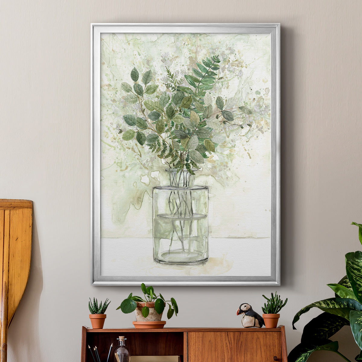 Delicate Greenery I - Modern Framed Canvas Print