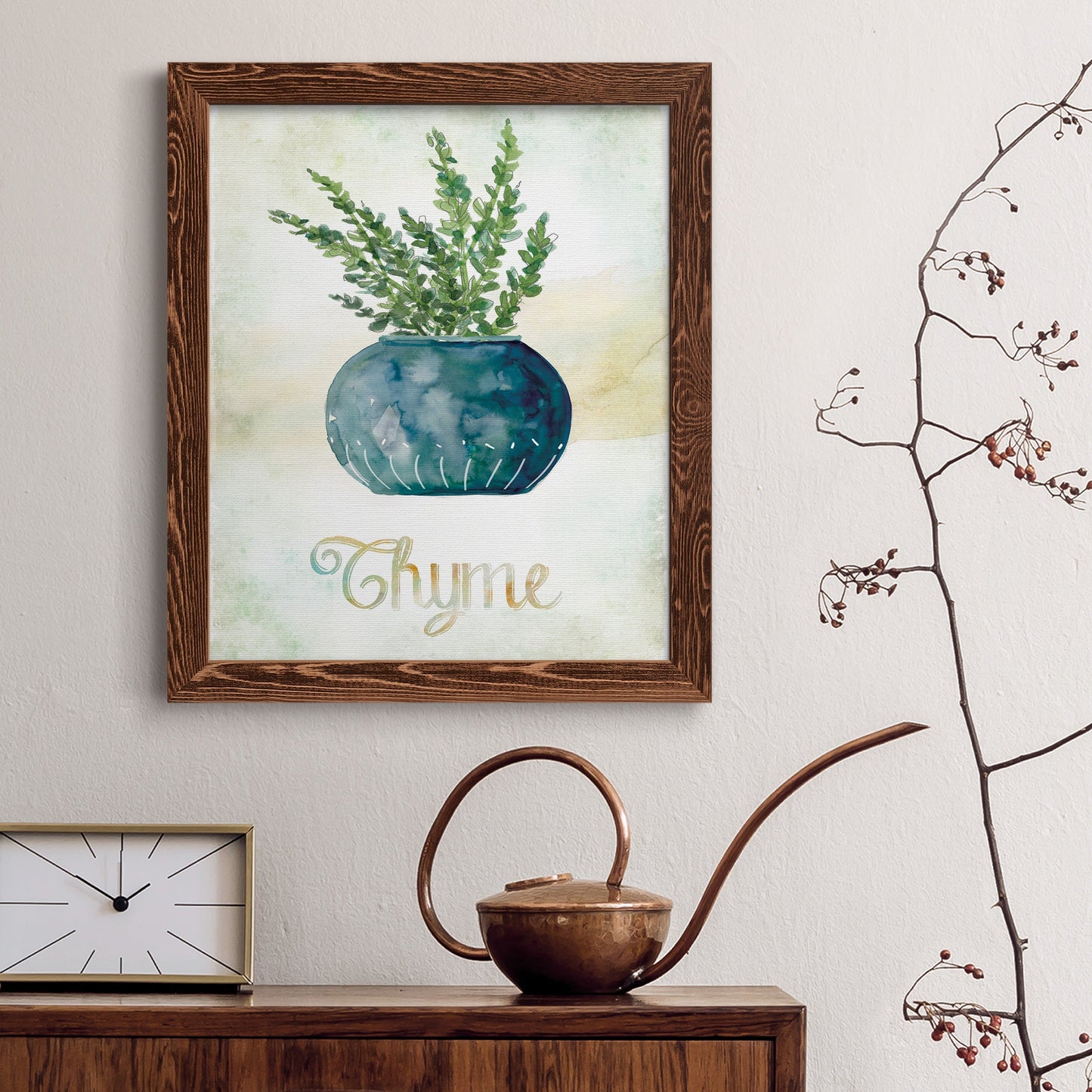 Potted Thyme - Premium Canvas Framed in Barnwood - Ready to Hang