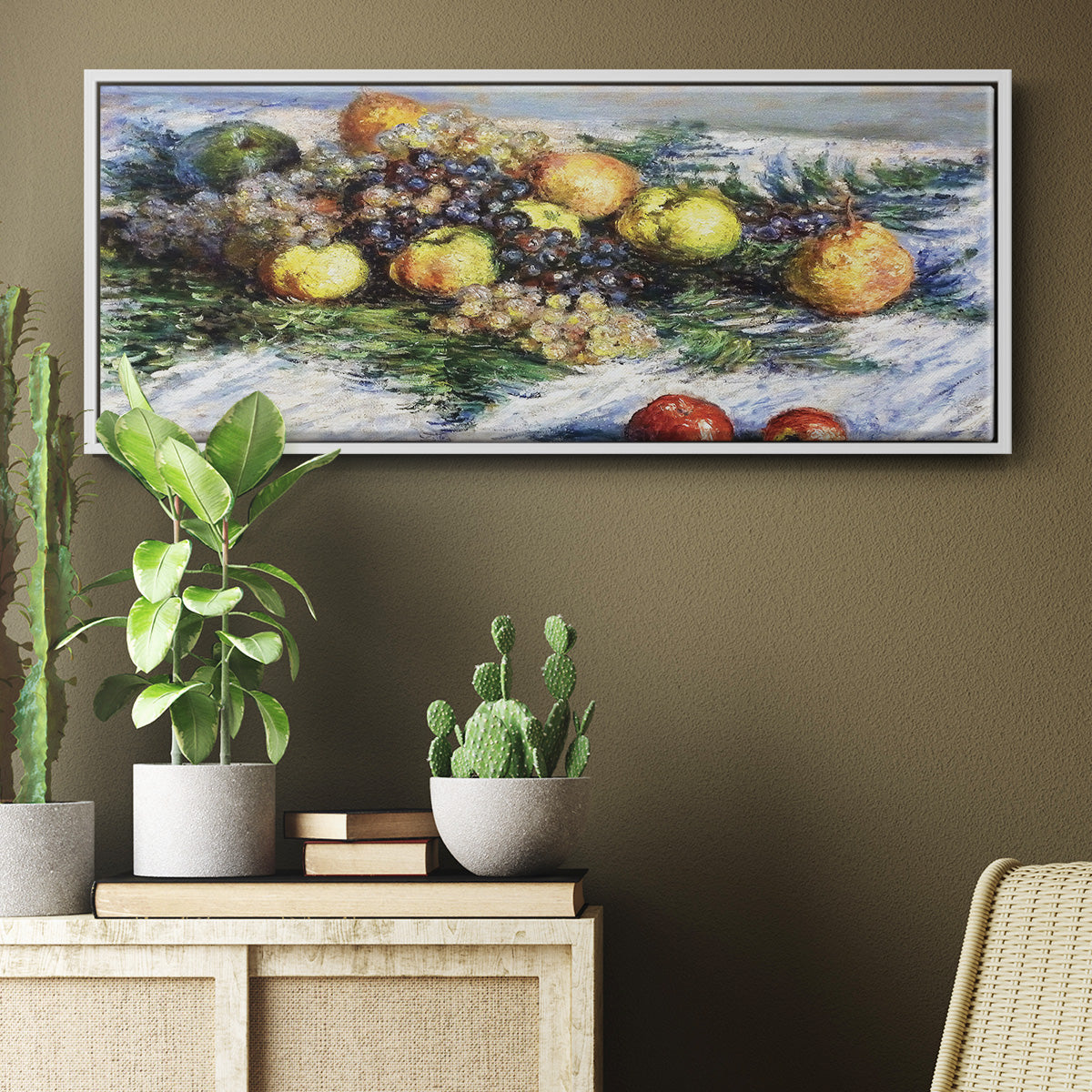 Still Life with Pears and Grapes, 1880 - Floater Framed Canvas Print