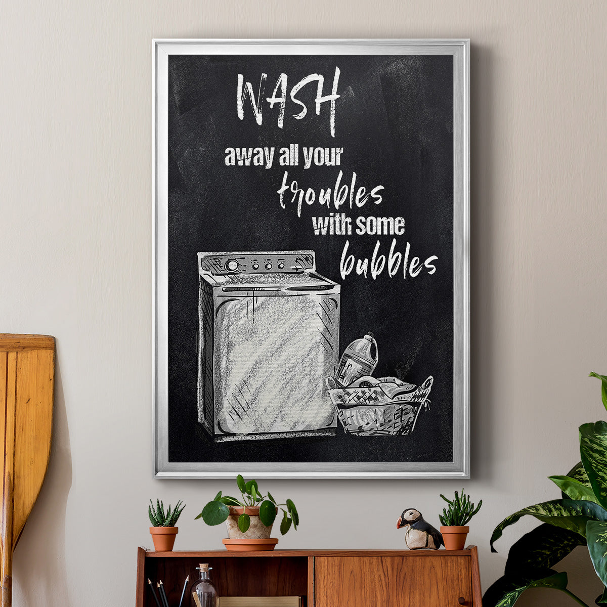 Wash Away Your Troubles - Modern Framed Canvas Print
