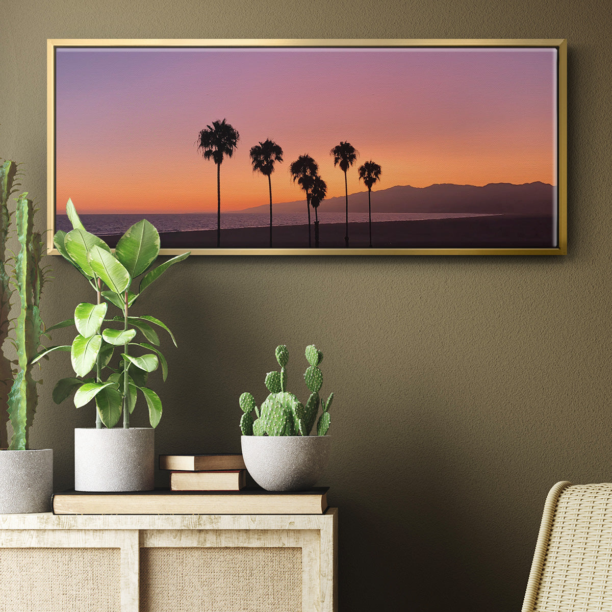 Sunset of Santa Monica - Floater Framed Canvas Print