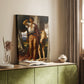 Canvas art print of a narrative composition with figures in soft light styled in a home decor setting.