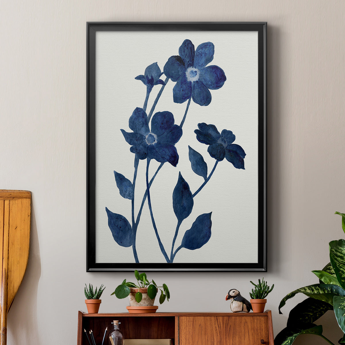 Indigo Bloom II - Modern Framed Canvas Print