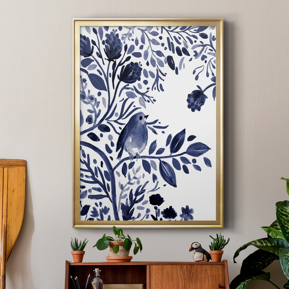 Indigo Song I - Modern Framed Canvas Print