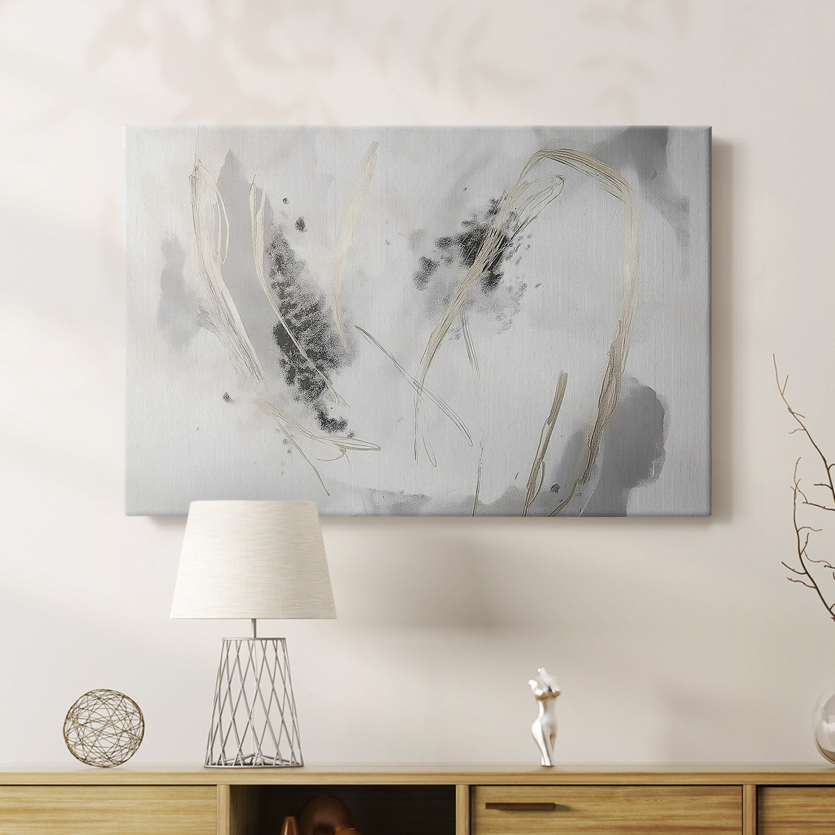 Grey Brushstrokes CXVI - Canvas Art Print