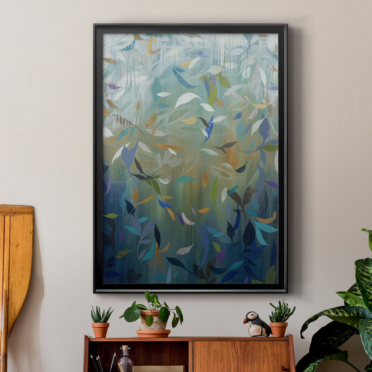 Falling Leaves - Modern Framed Canvas Print