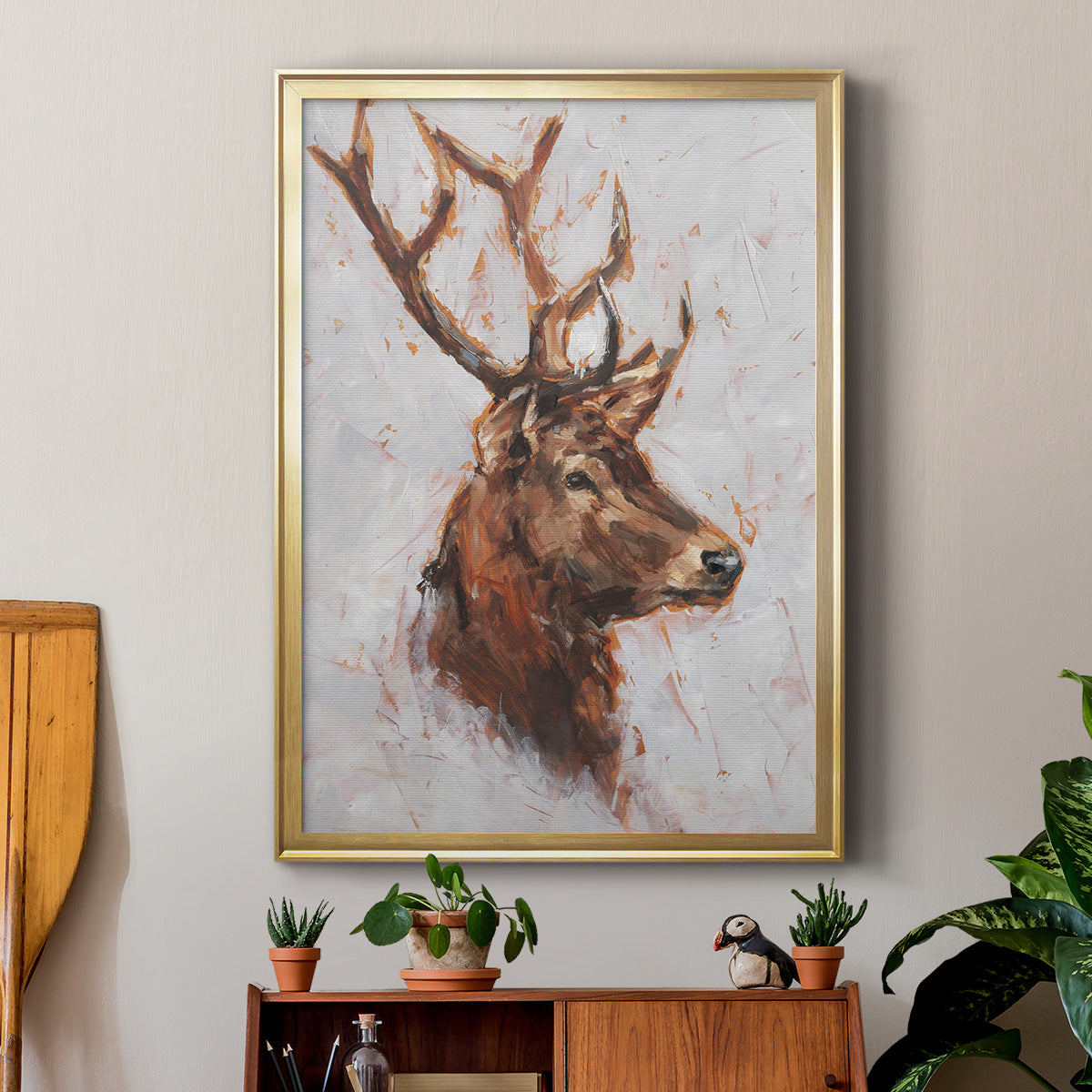 Stag Study II - Modern Framed Canvas Print