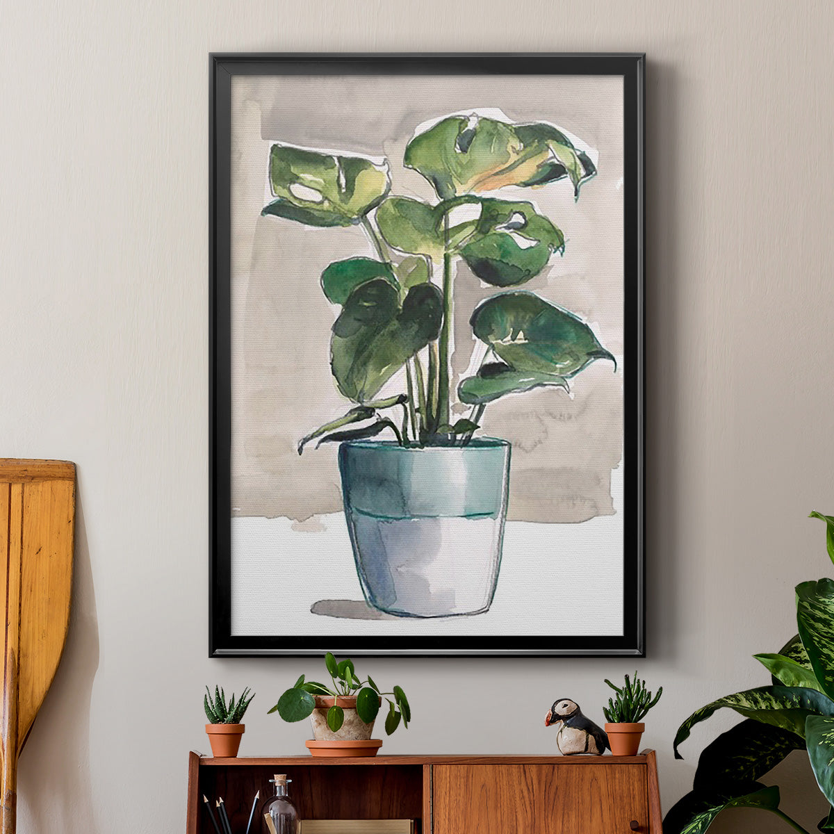 Potted Houseplant II - Modern Framed Canvas Print