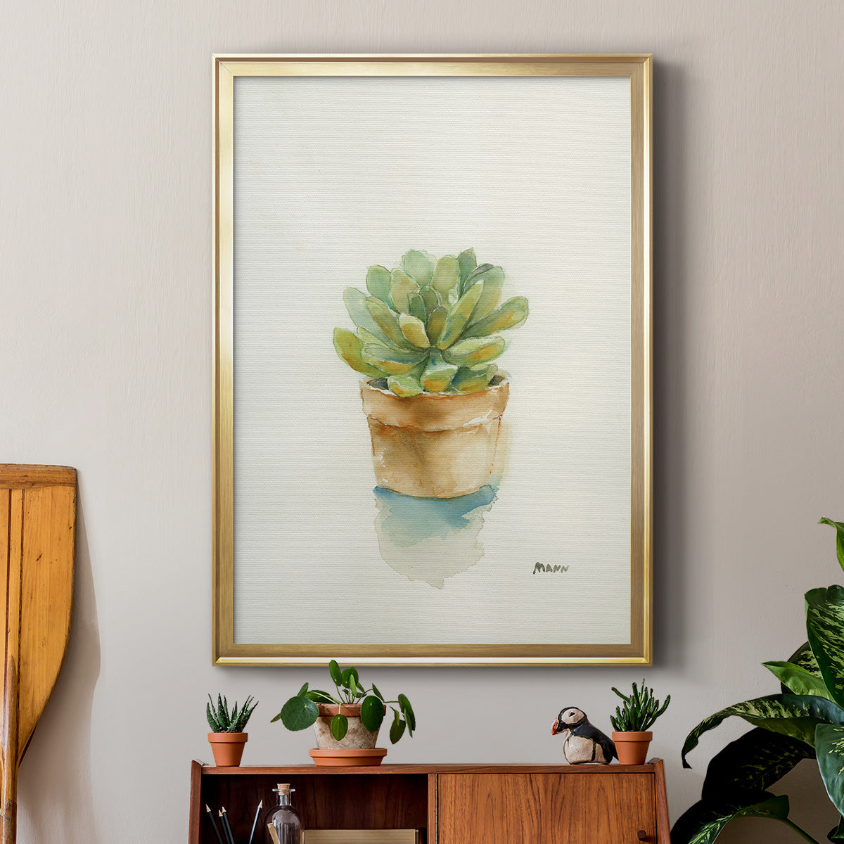 Succulent II - Modern Framed Canvas Print