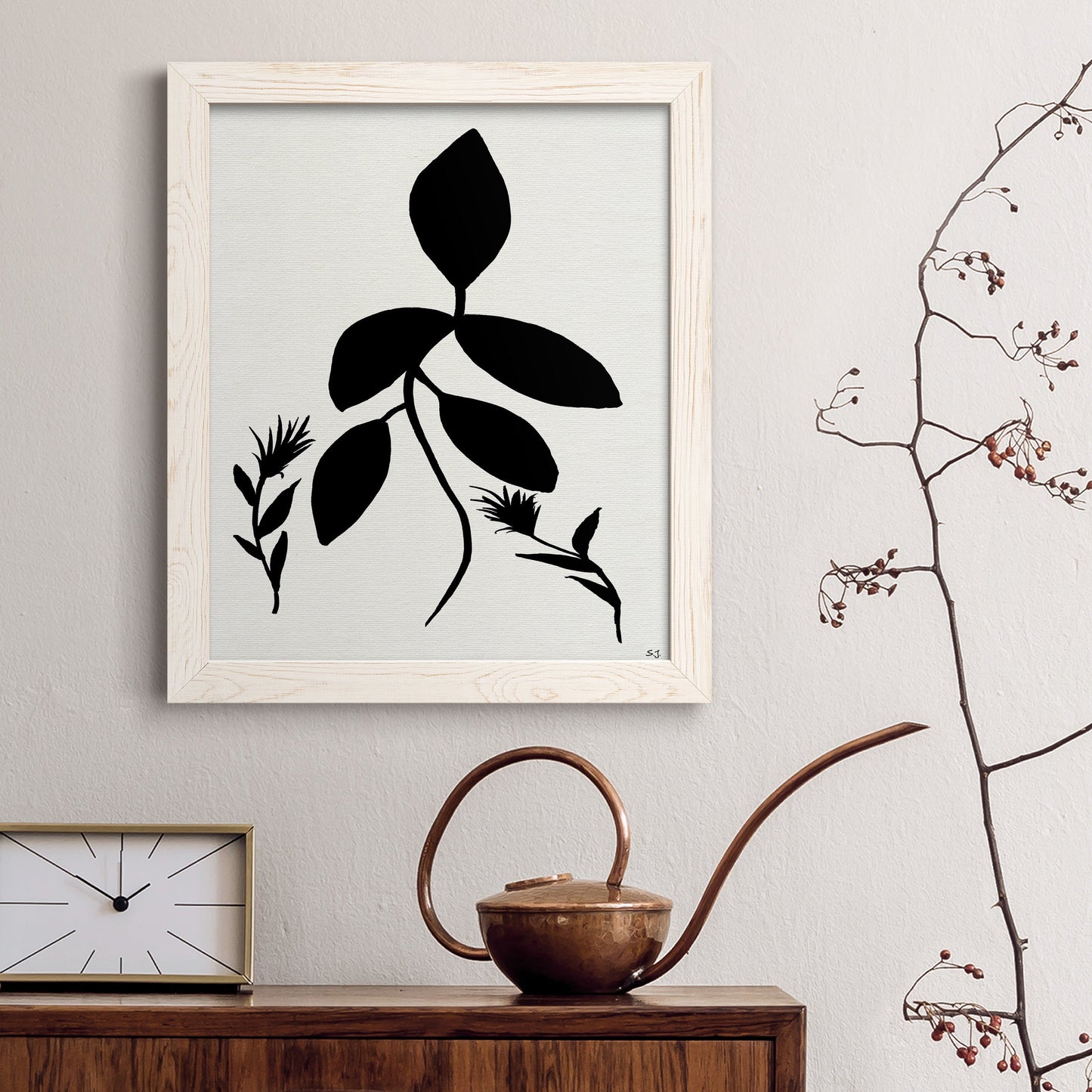 Silhouette Garden I - Premium Canvas Framed in Barnwood - Ready to Hang