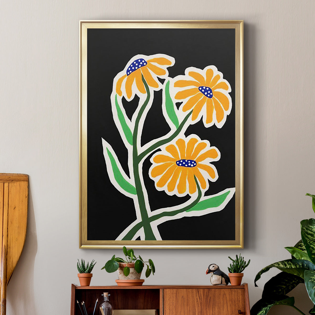 Pop Flowers I - Modern Framed Canvas Print