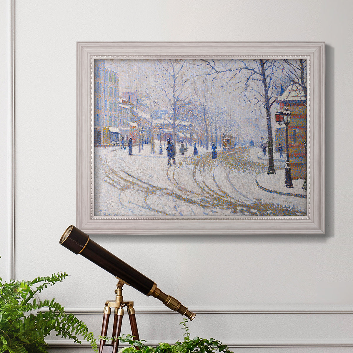 Snow, Boulevard de Clichy, Paris - Ornate Framed Canvas Print