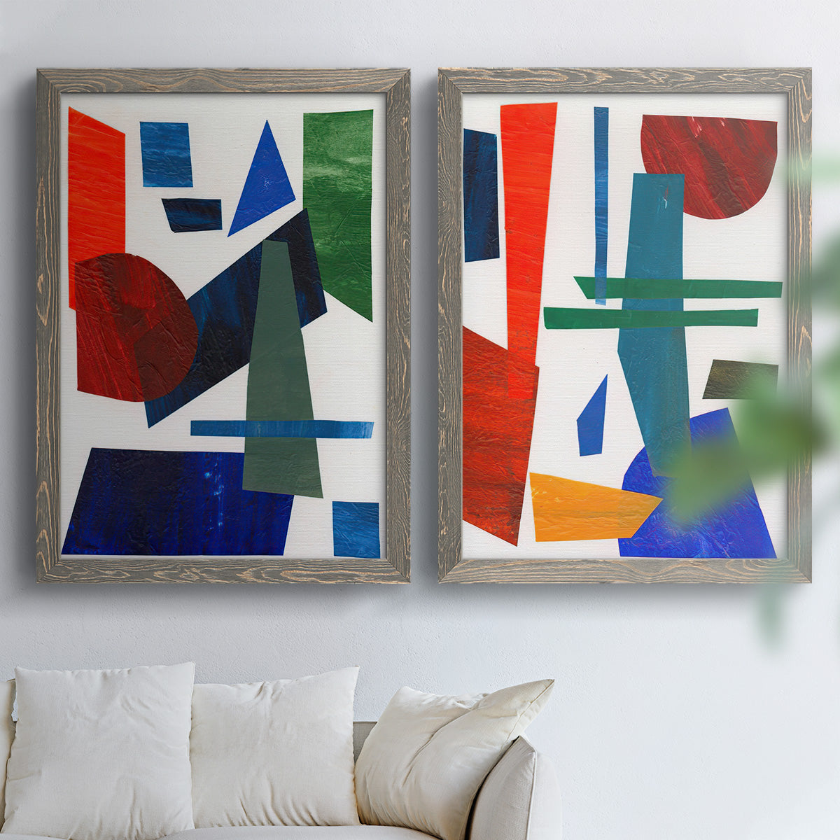 Colorful Shapes III - Premium Framed Canvas 2 Piece Set - Ready to Hang