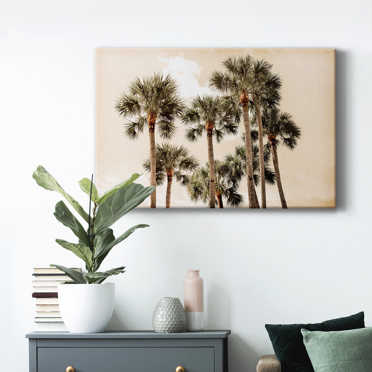 Blushing Palms Premium Gallery Wrapped Canvas - Ready to Hang