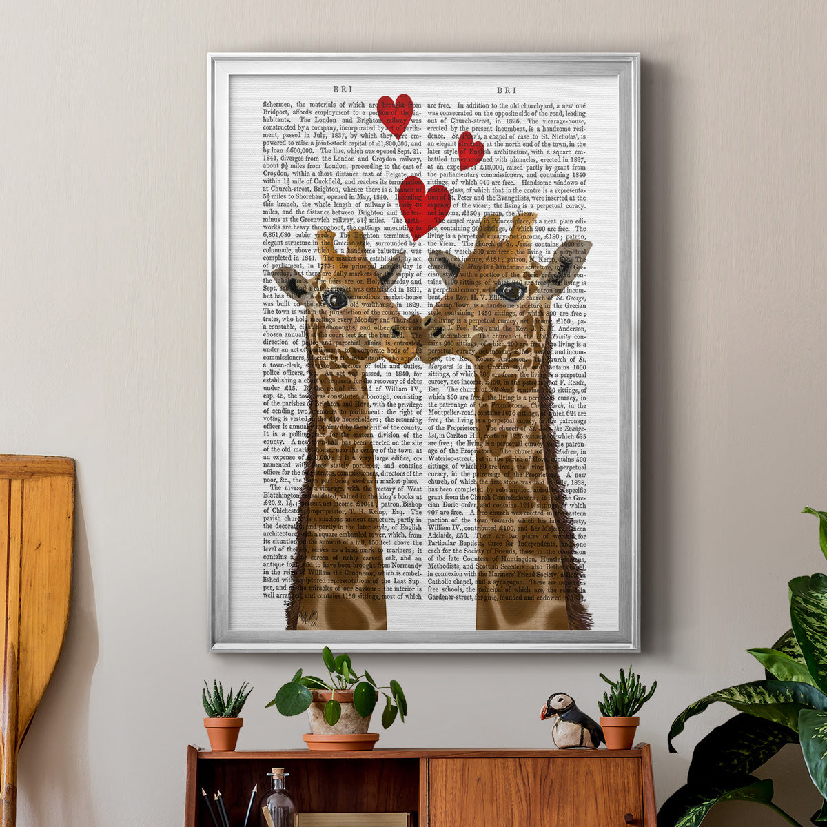 Giraffe Love - Modern Framed Canvas Print