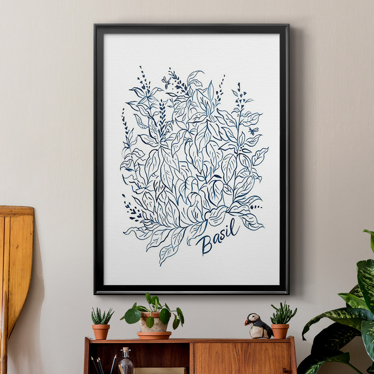 Summer Herb Garden Sketches I - Modern Framed Canvas Print