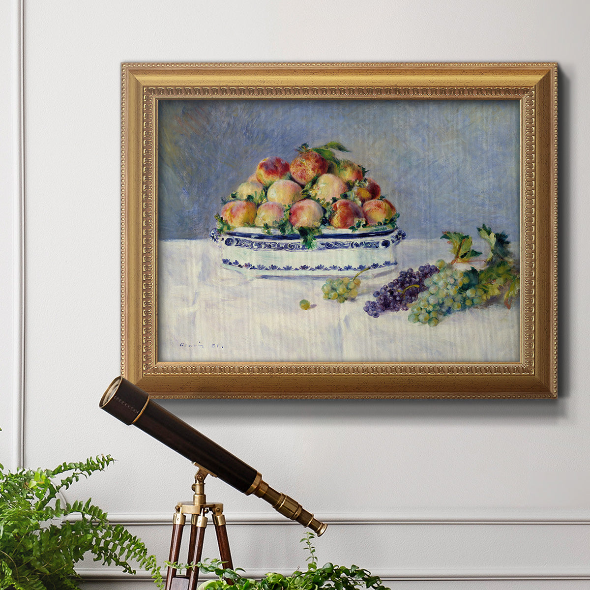 Still Life with Peaches and Grapes Premium Framed Canvas- Ready to Hang