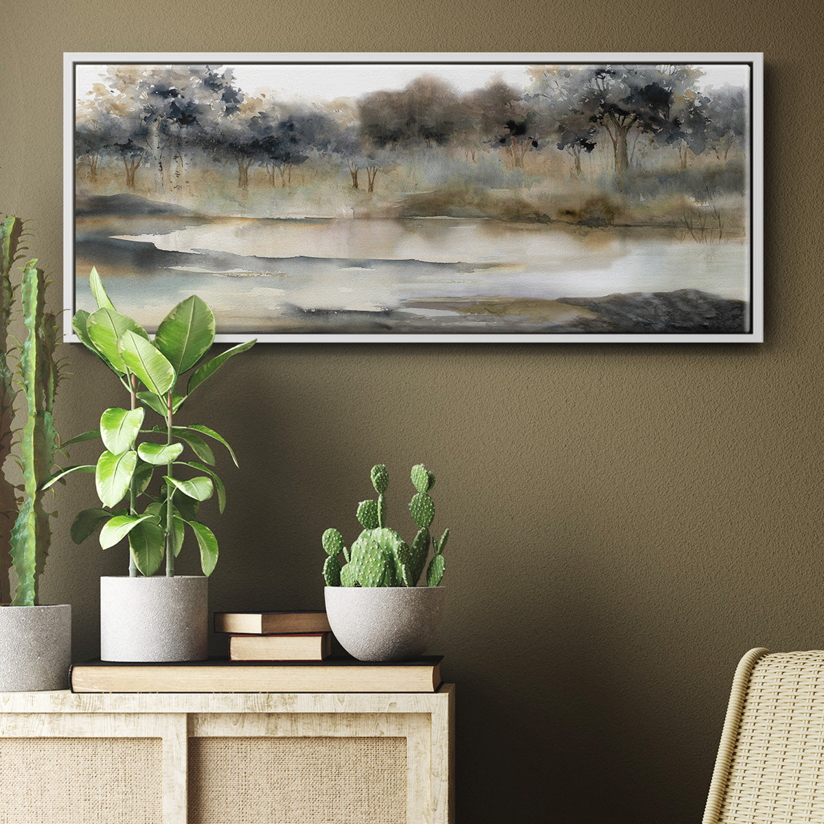 Serene River - Floater Framed Canvas Print