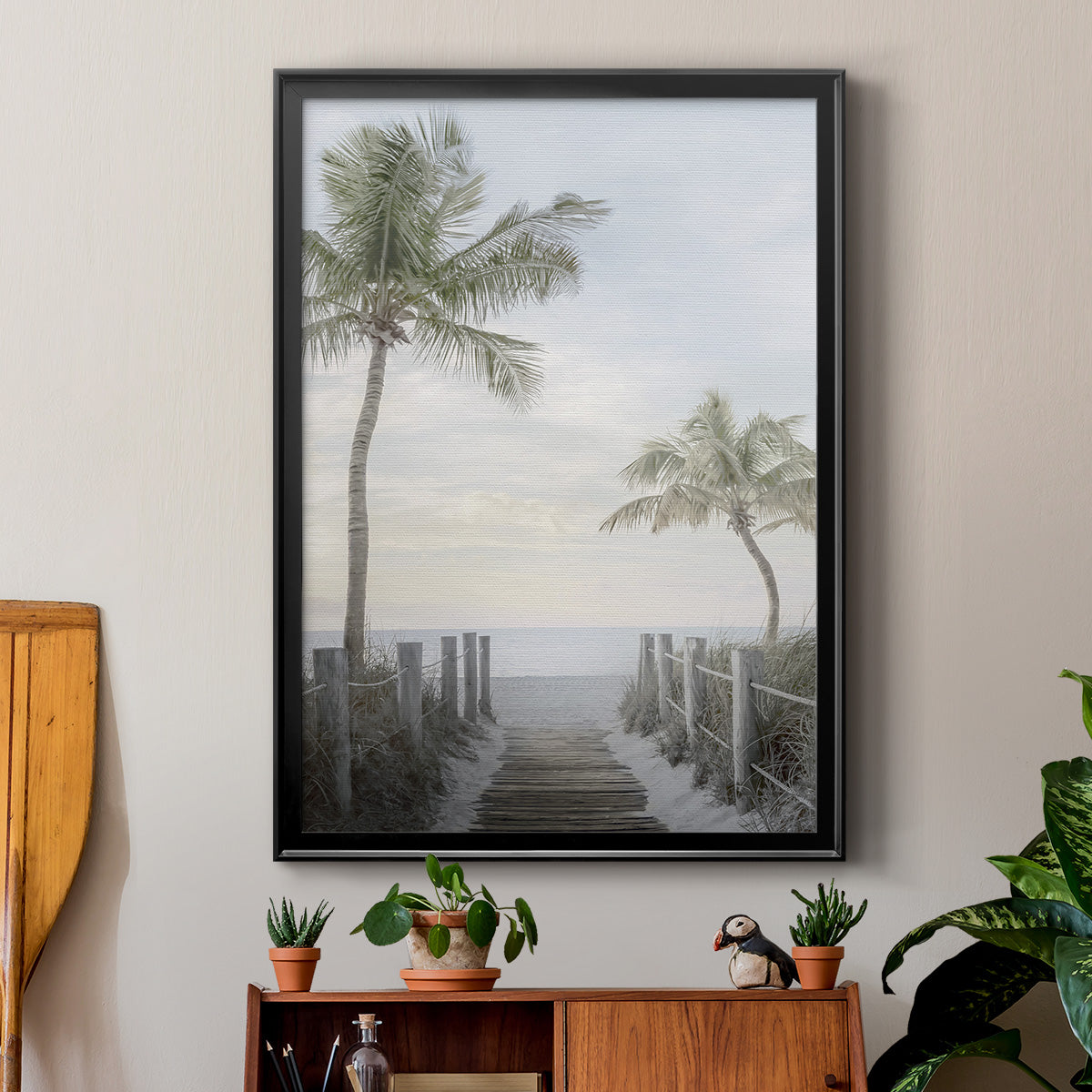 Palm Walk - Modern Framed Canvas Print