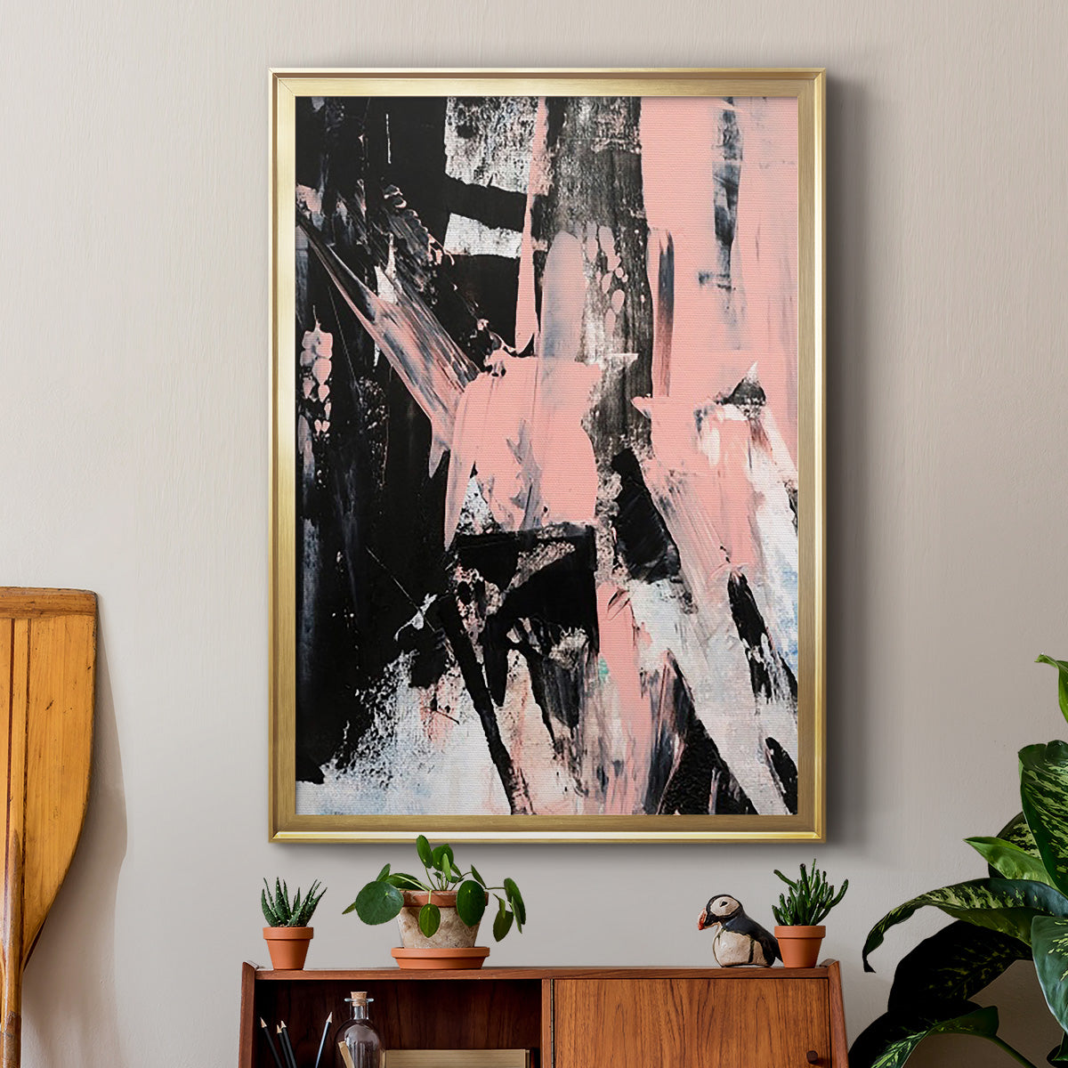 Black & Blush II - Modern Framed Canvas Print