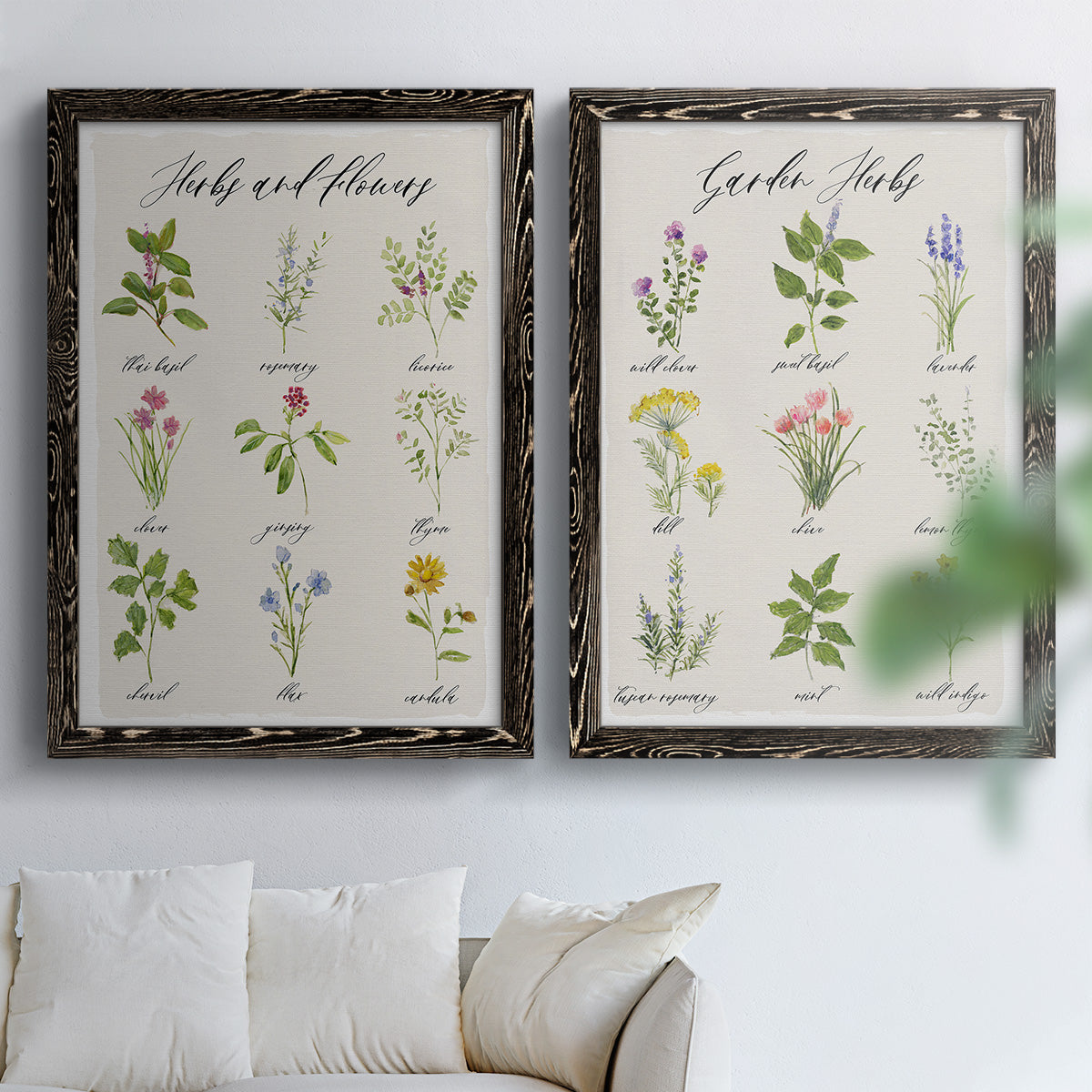 Herbs and Flowers - Premium Framed Canvas 2 Piece Set - Ready to Hang