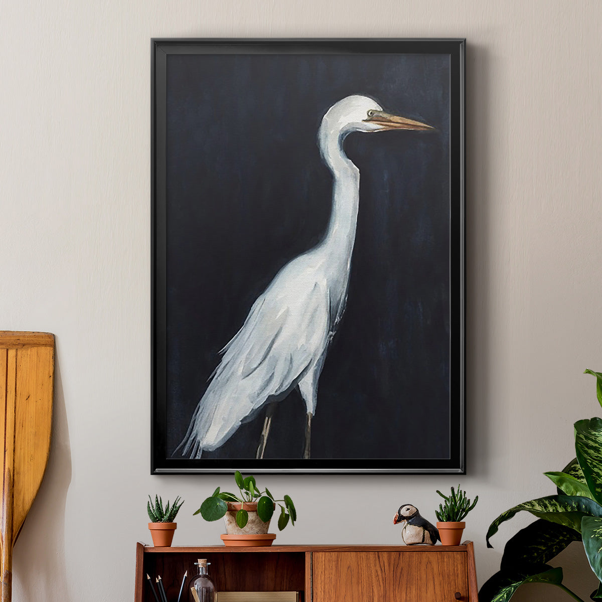 Calm Great Egret II - Modern Framed Canvas Print