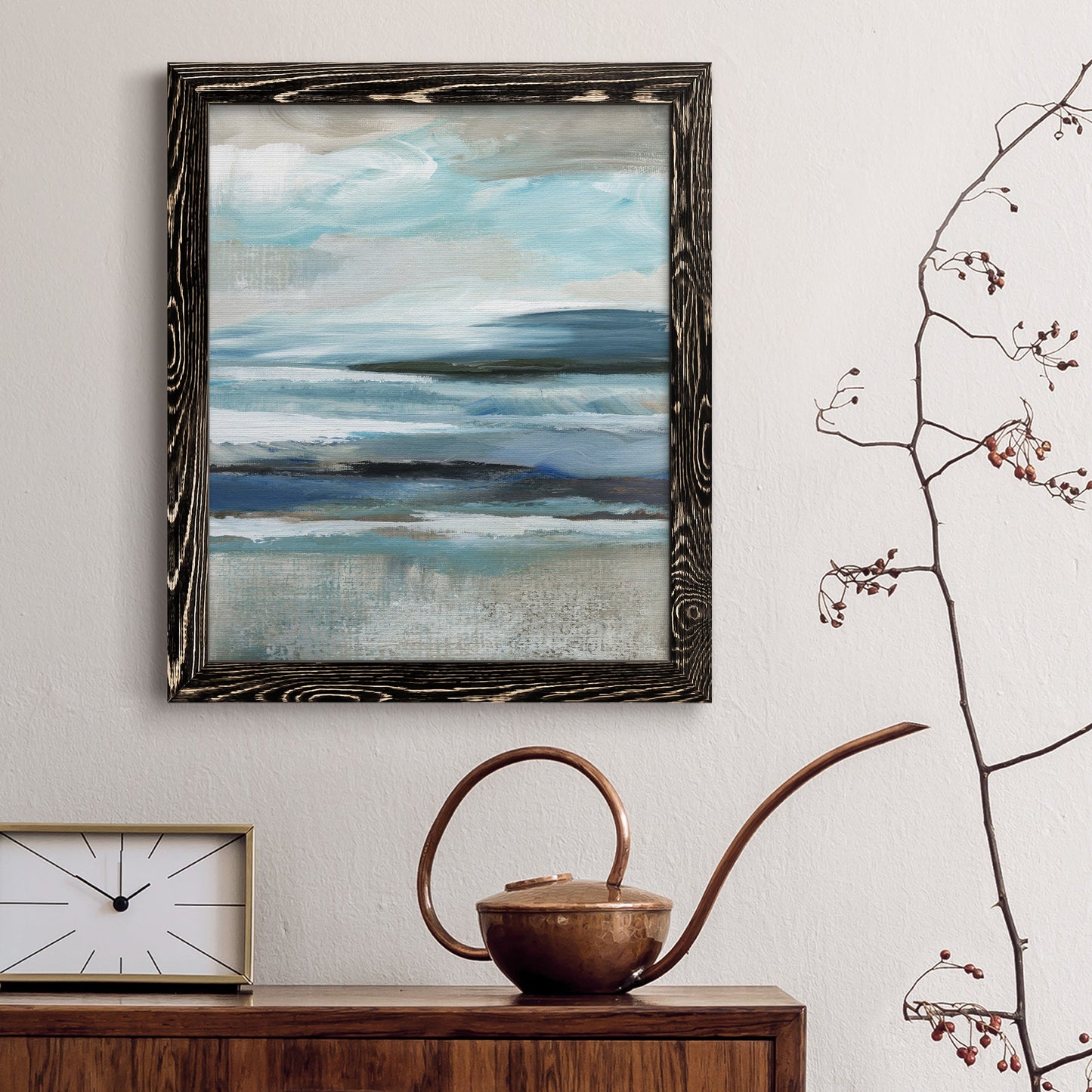 Distant Drama II - Barnwood Framed Canvas Print