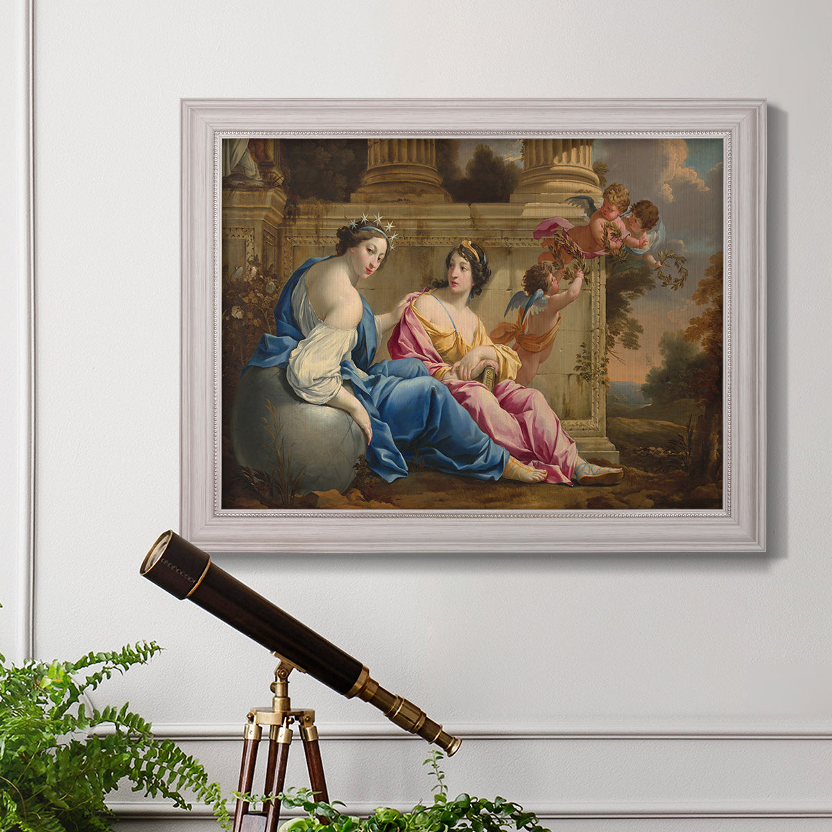 The Muses Urania and Calliope - Ornate Framed Canvas Print