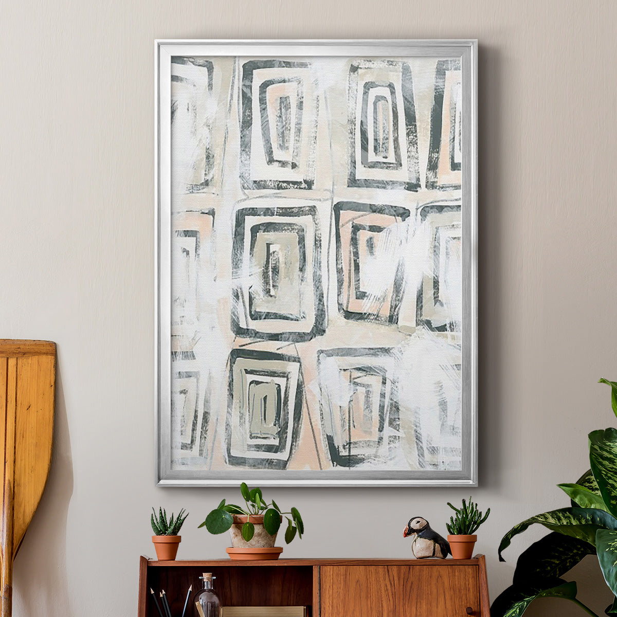 Sand Glyphs IV - Modern Framed Canvas Print