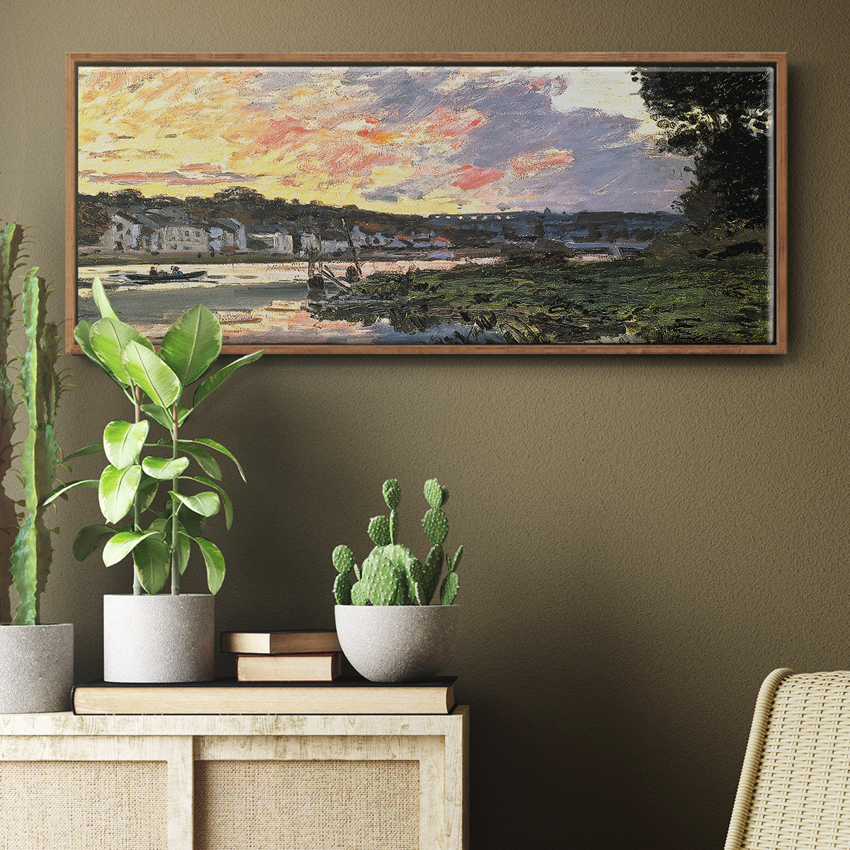 The Seine at Bougival in the Evening, 1870 - Floater Framed Canvas Print