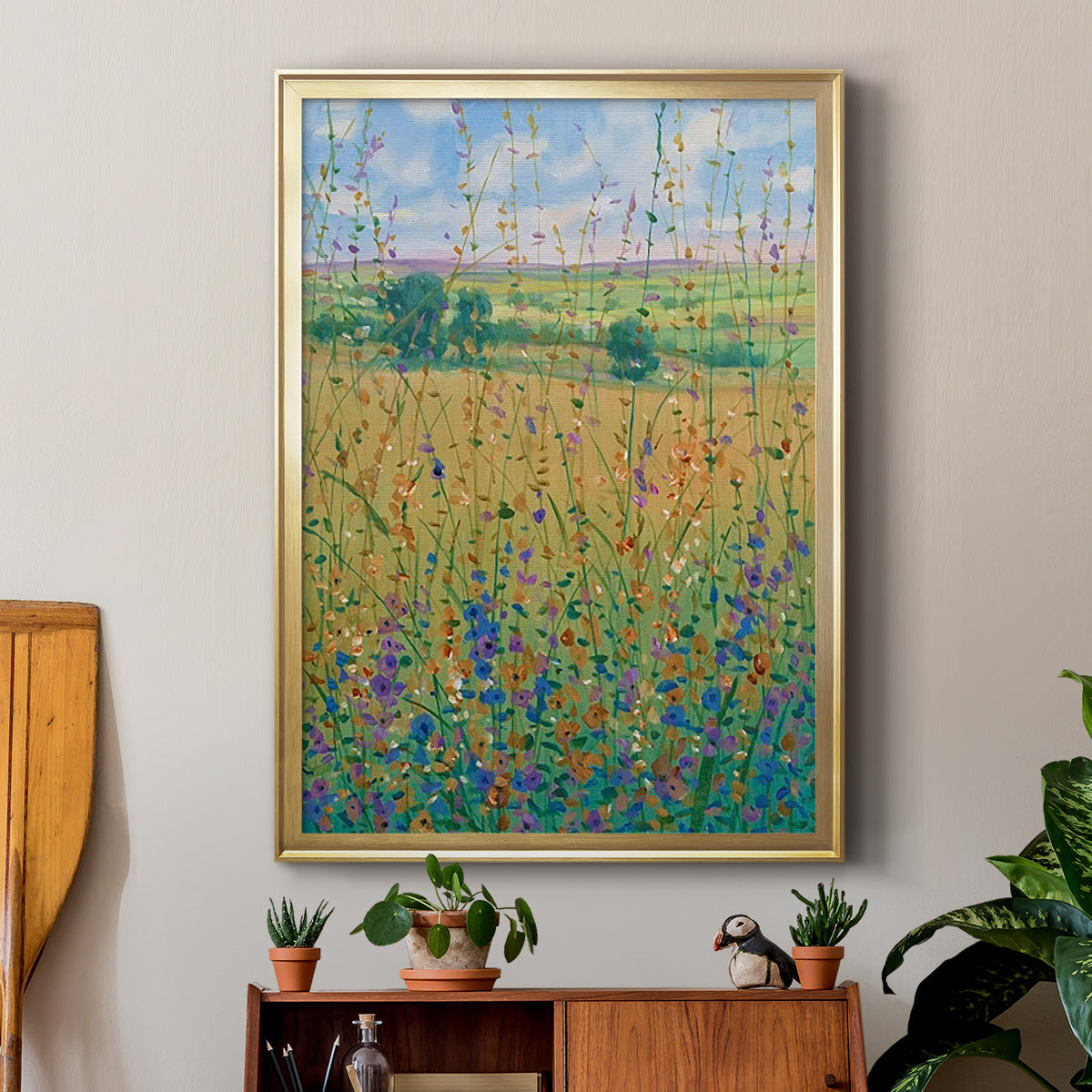 Wildflower Path I - Modern Framed Canvas Print