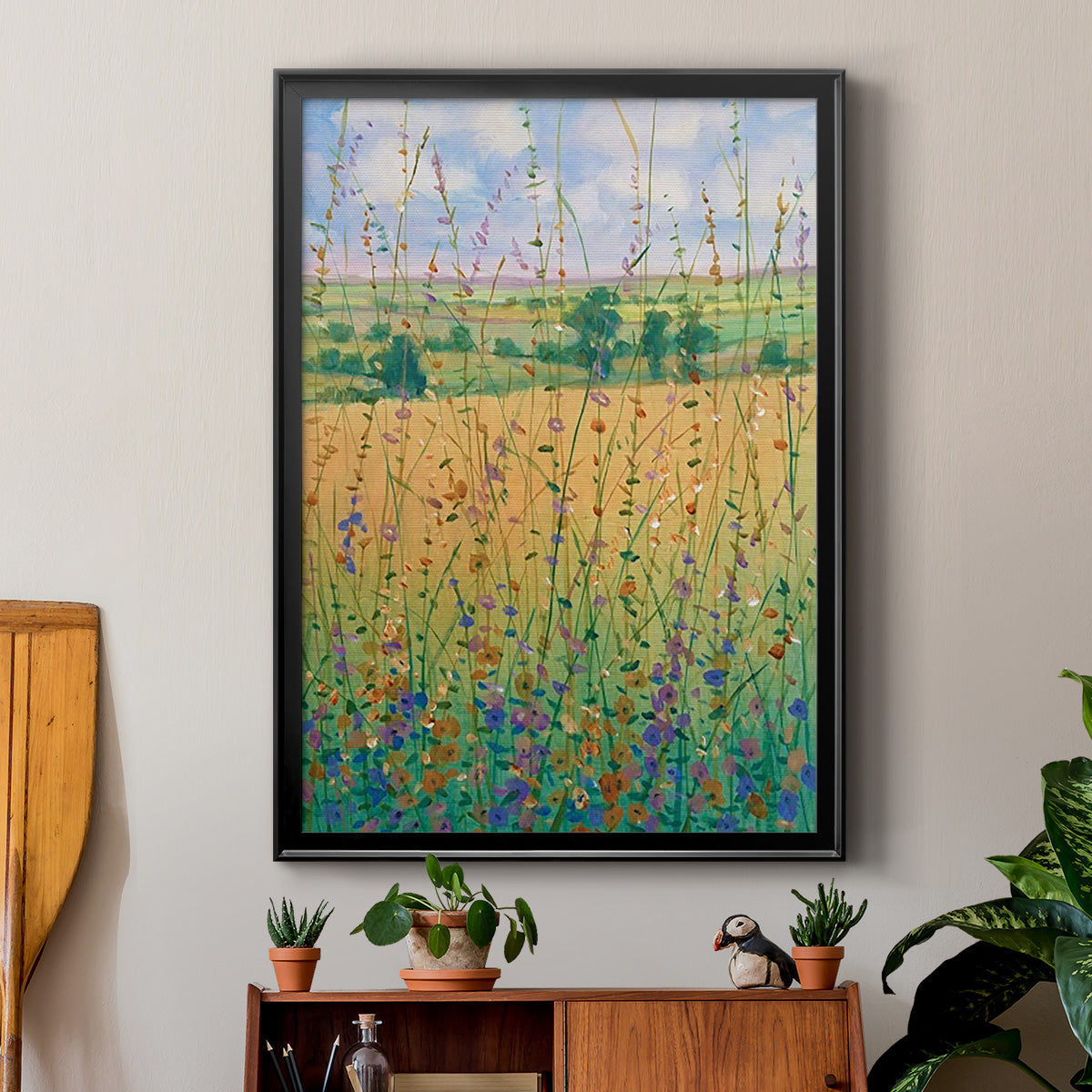 Wildflower Path II - Modern Framed Canvas Print