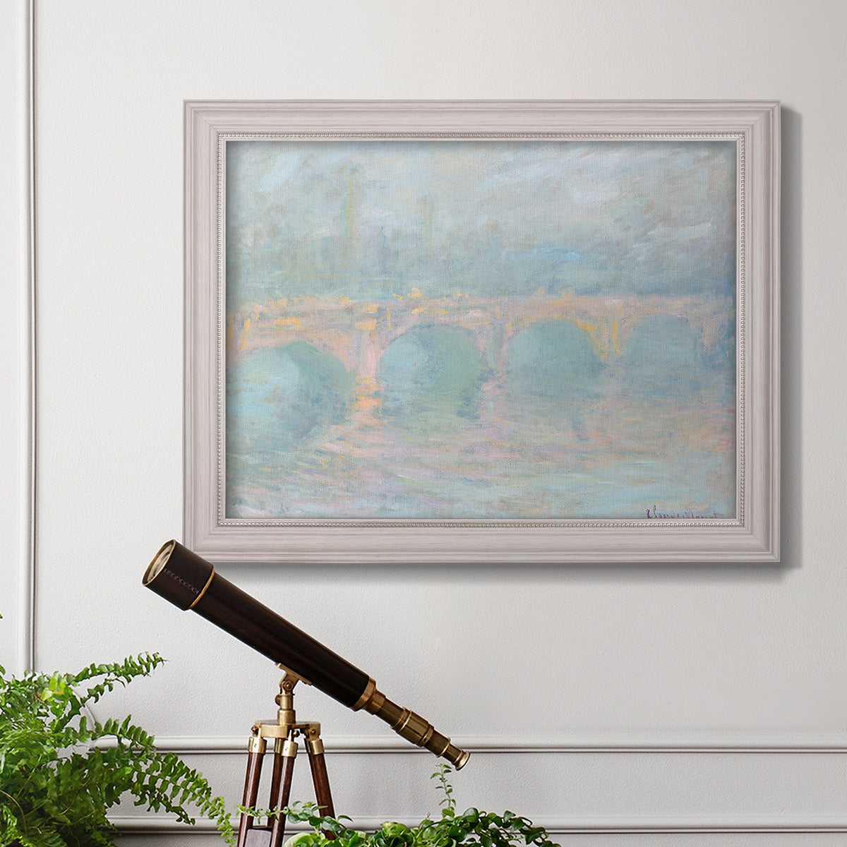 Waterloo Bridge At Sunset Pink Effect - Ornate Framed Canvas Print